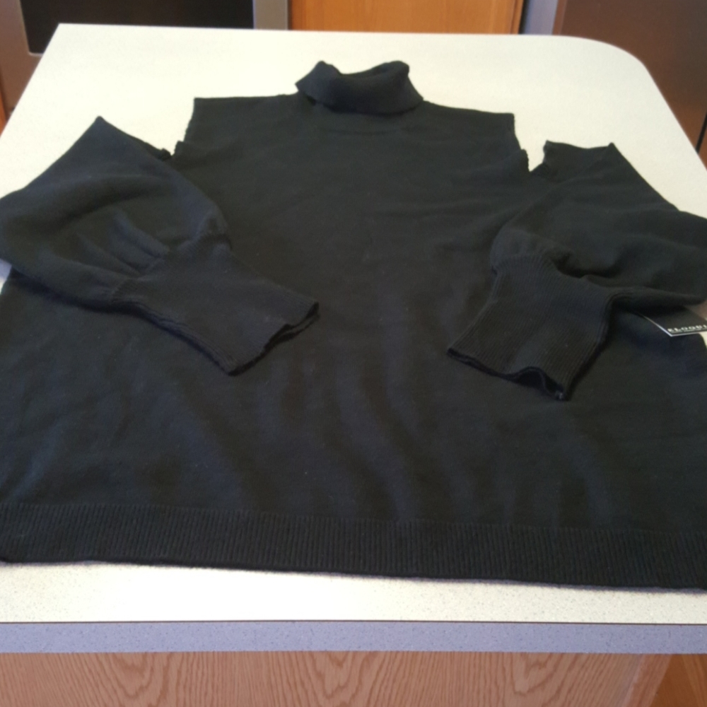 Black Turtleneck Cold Shoulder Sweater